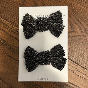 NWT White House Black Market Black Rhinestone Bow Shoe Clips